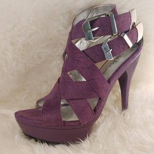 Michael Antonio Purple sandal heels with platform